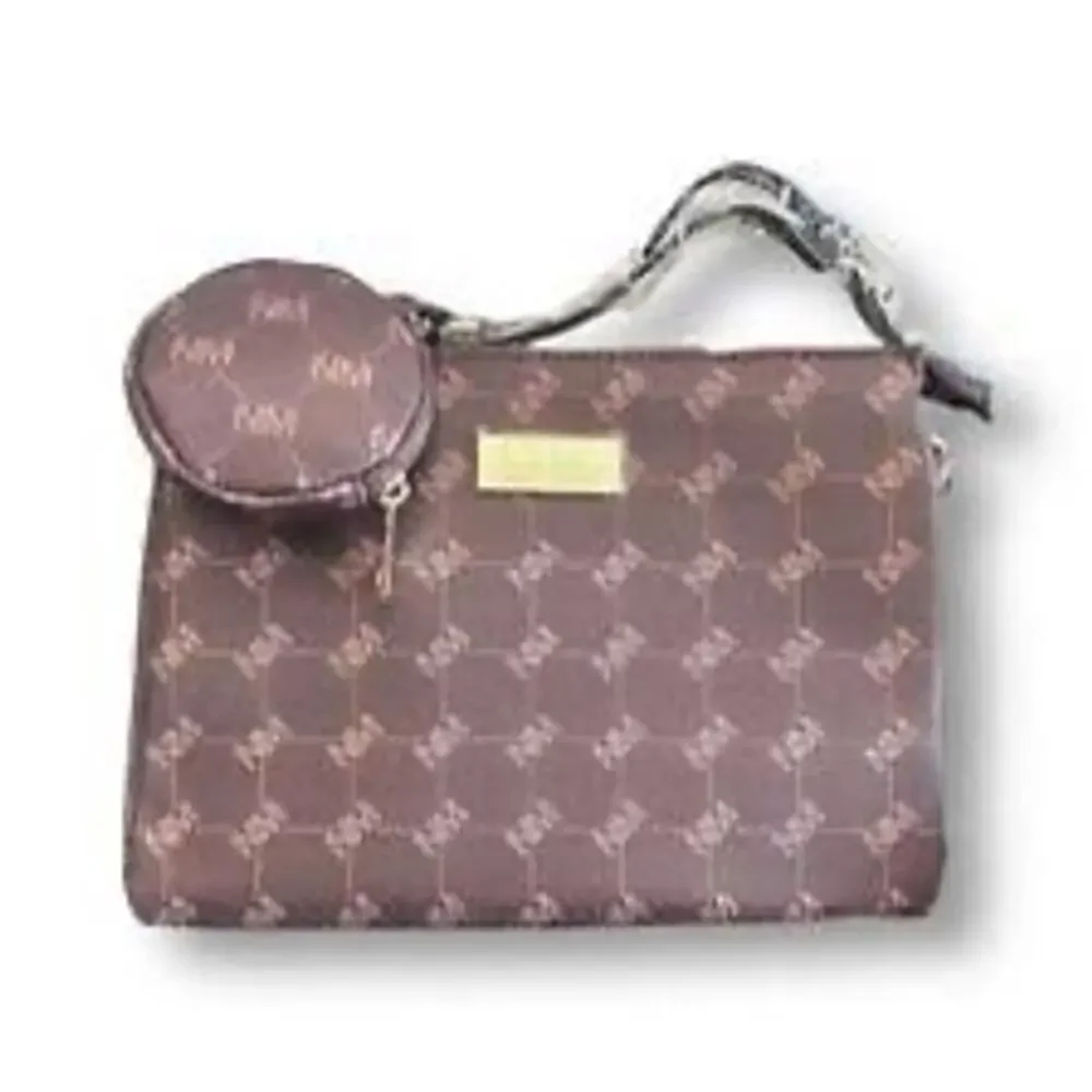 MSRP $50 ✨NWT Nicole Miller Brown Logo Crossbody Bag with Pouch | Gold Hardware✨